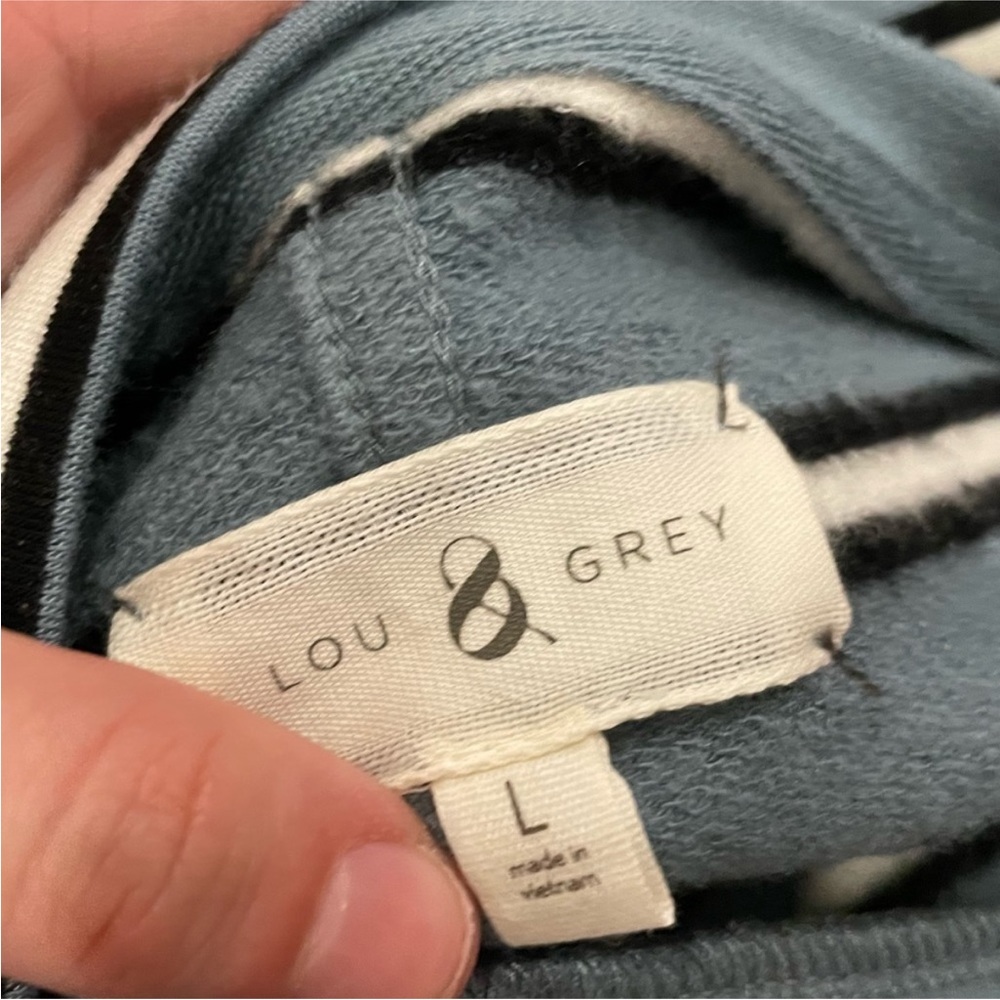 Lou & Grey Blue Black Striped Dress Large L - Picture 5 of 6